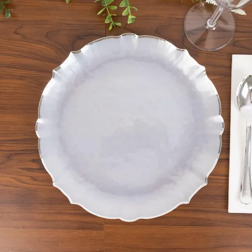 Vista 10 de Efavormart - Paquete de 10 platos de postre de plástico transparente con girasol con borde festoneado dorado, platos redondos desechables para Claro