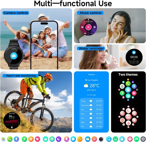 Vista 7 de Relojes inteligentes para mujeres y hombres de 1.27" HD con rastreador de actividad física con monitor de ritmo cardíaco/sueño/pasos/SpO2, reloj