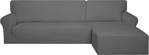 Vista 13 de PureFit - Fundas superelásticas para sofá modular en L, 2 fundas de elastano antideslizantes con borde elástico, ideal para niños y mascotas
