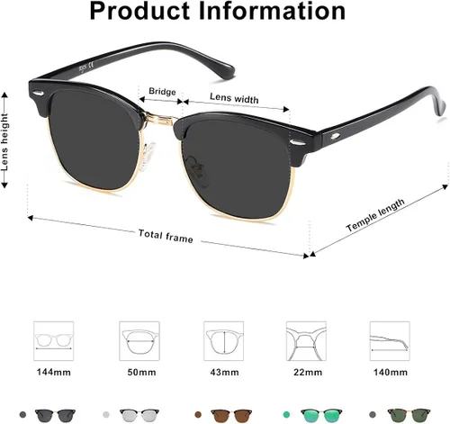 Vista 4 de SOJOS Retro Semi Rimless Polarized Sunglasses Horn Rimmed UV400 Glasses SJ5018