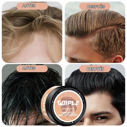 Vista 5 de Arcilla para peinar el cabello, pasta mate para el cabello para hombres, textura mate a base de agua, pomada de arcilla ideal para todos los tipos