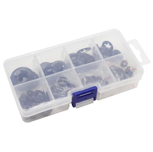 Vista 7 de Kit de surtido de 260 piezas [9 tamaños] de arandelas de seguridad con dientes internos Starlock negras, M2/M2.5/M3/M4/M5/M6/M8/M10/M12