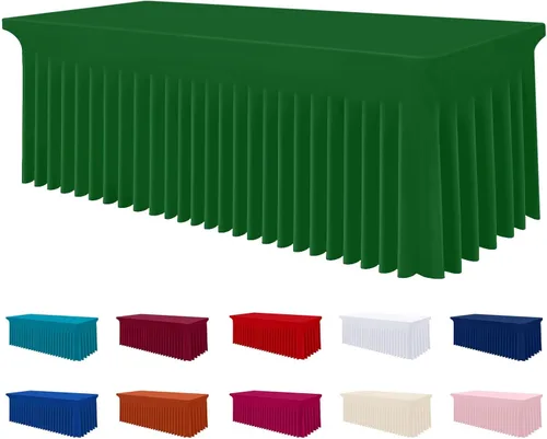 Vista 11 de Smiry Mantel de Spandex, Mantel Elástico Ajustable Extensible para Mesas Rectangulares de 6 Pies, Falda Cubierta de Mesa Impermeable y Lavable