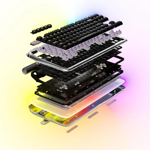Vista 7 de Hyte Keeb TKL - Interfaz humana moderna - Teclado mecánico personalizable con cable de burbuja de cristal RGB sin llave - Interruptores lineales