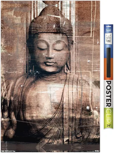 Vista 20 de Trends International Póster de pared de Buda tailandés, 14.725 x 22.375 pulgadas, versión enmarcada de madera de granero