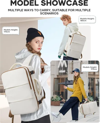 Vista 7 de Mochila de Viaje para Computadora Portátil para Mujeres, Mochila de Equipaje de Mano, Bolsa de Viaje para Artículos Personales, Artículos Esenciales