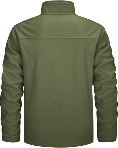 Vista 2 de CRYSULLY Chaqueta táctica de forro polar de invierno para hombre, con cierre completo, abrigos militares gruesos