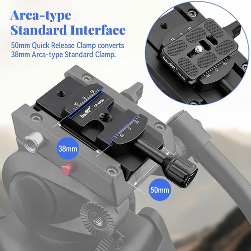 Vista 3 de Haoge CP-MA90 Adaptador de abrazadera QR de placa de liberación rápida para cabezal de video líquido Manfrotto para trípode seleccionado a