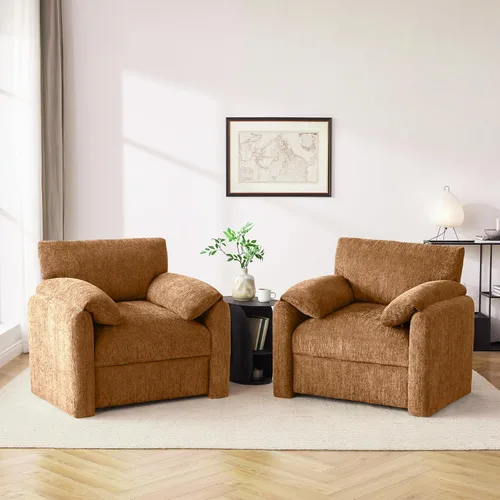 Vista 15 de Howjoe Sillón Extragrande de Chenilla, Sillas de Acento de 38.6 Pulgadas de Ancho para Sala de Estar y Dormitorio Silla de Descanso Moderna, Silla