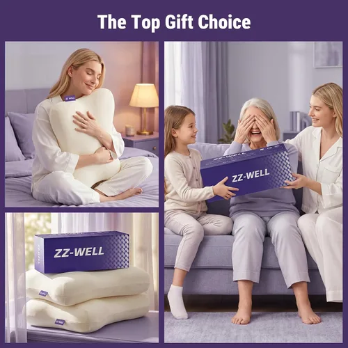 Vista 7 de ZZ-WELL Almohadas para Dormir de Lado para Adultos - Almohada Cervical Patentada para el Cuello para Dormir - Almohada de Espuma Viscoelástica