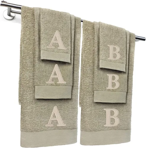 Vista 18 de Kaufman - Juego de toallas de baño bordadas personalizadas de calidad de hotel, toalla de mano y toallas para los dedos, 100% algodón para baño