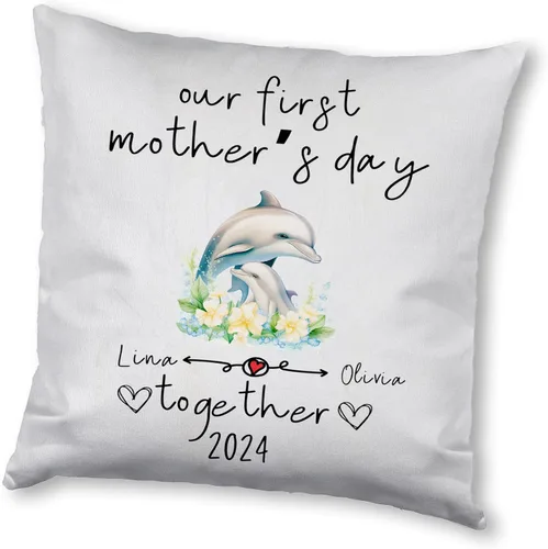 Vista 6 de Delfín del Día de la Madre, funda de almohada personalizada para el hogar, regalo para mamá, abuela, para ella