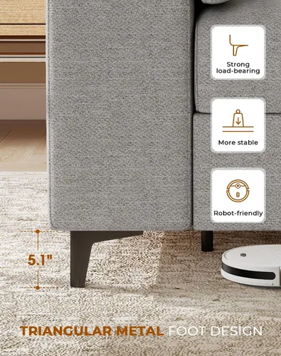 Vista 18 de Upvilla Sofás modernos de 88.97 pulgadas para sala de estar, sofá de asiento profundo con cojín de 8 pulgadas, cómodo sofá biplaza de felpilla de 2