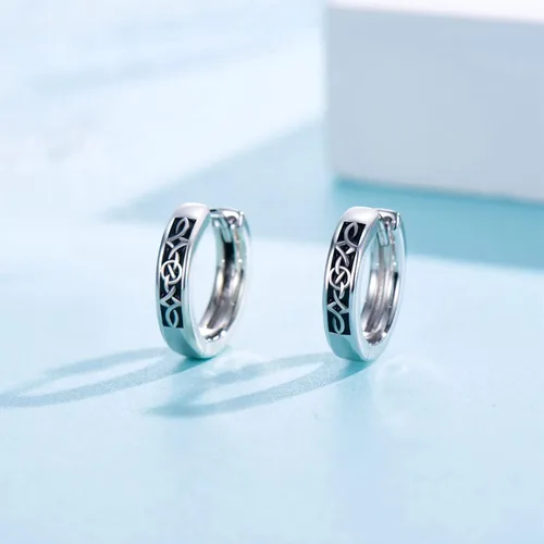 Vista 4 de Viking Hoop Earrings 925 Sterling Silver Viking Earrings for Men Small Huggie Hoop Earrings Jewelry Gift for Women Men