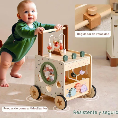 Vista 5 de PairPear Andador de madera para bebés, Montessori Push Walker para bebés