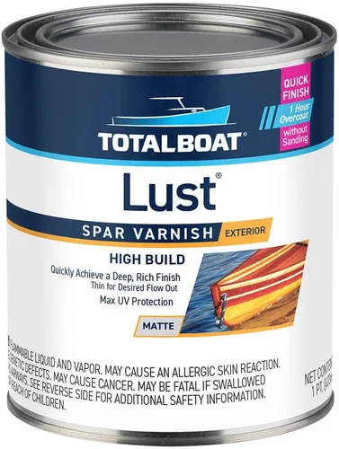 Vista 8 de TotalBoat Lust Marine - Barniz de alto brillo y acabado mate para madera, barcos, muebles de exterior (alto brillo, pinta)