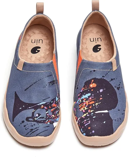 Vista 68 de UIN Zapatos de viaje para caminar para hombre, sin cordones, de lona, informales, ligeros, cómodos y modernos, diseño de perritos felices Ahhhhh