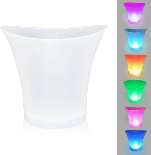Vista 8 de Cubo de hielo LED, cubo de hielo iluminado de gran capacidad regular de 5 litros con cambio automático de 7 colores para fiesta/hogar/bar, cubo