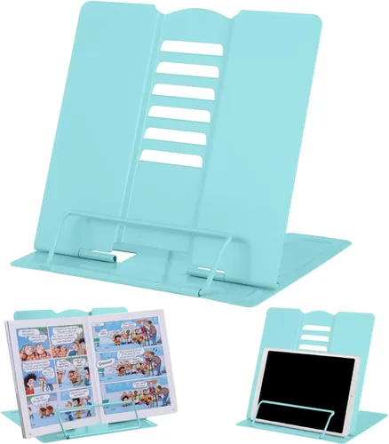 Vista 25 de MSDADA - Soporte de libros de escritorio, soporte de libros de lectura, de metal, ajustable, para libros de cocina, documentos, portátil