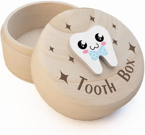 Vista 11 de Caja de hadas de dientes para niñas con bolsa de fiary bonita caja de madera tallada 3D Dientes perdidos para niños, recuerdo de dientes caídos
