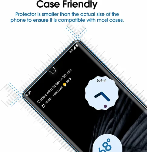 Vista 4 de amFilm Protector de pantalla elástico para Google Pixel 7 Pro, Pixel 7 Pro de 6.7 pulgadas, Google Pixel 7 Pro 5G, compatible con identificación
