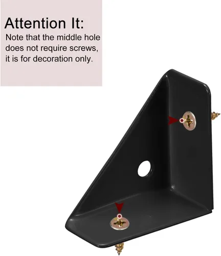 Vista 4 de uxcell 20 soportes de esquina angulares de 1.496 pulgadas x 1.496 pulgadas, soportes de acero laminado en frío con tornillos para borde de Negro