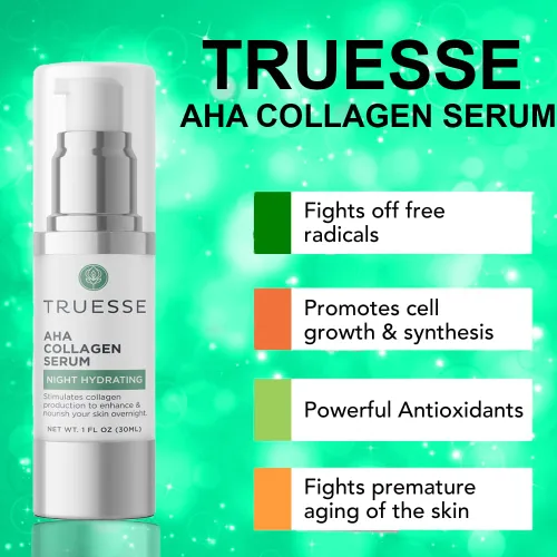 Vista 4 de AHA - Suero de colágeno - Suero para la cara - Péptido de colágeno - Hidratante nocturno - Suero antienvejecimiento - Suero facial durante la noche