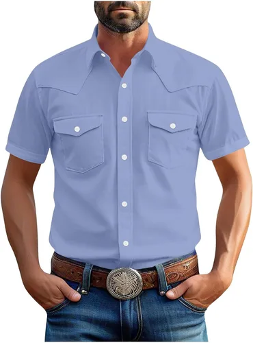 Vista 21 de Men's Short Sleeve Button Down Shirts Cargo Shirt Fashion Casual Summer Beach Shirts Business Work Basic Tee Tops