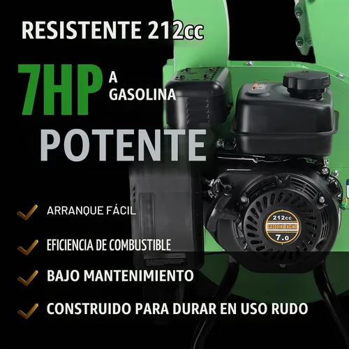 Vista 4 de Trituradora de madera S1, relación de reducción alta de 20:1, motor de gasolina resistente de 7 HP 212cc, capacidad máxima de diámetro de madera