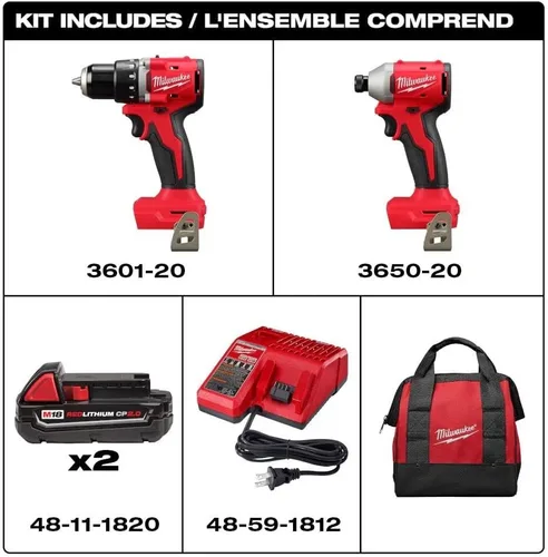 Vista 2 de Milwaukee Eléctrico - M18TRADE KIT combinado compacto sin escobillas, 2 herramientas