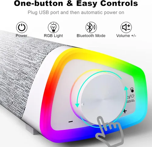 Vista 3 de SOULION Altavoces de computadora Bluetooth R30 Plus, con cable USB Blanco