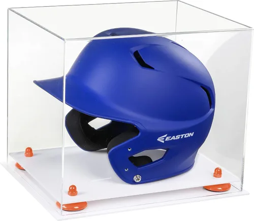 Vista 14 de Better Display Cases Vitrina acrílica para casco de bateo de béisbol con espejo, elevadores rosados, montaje en pared y base de espejo (V22/A012)