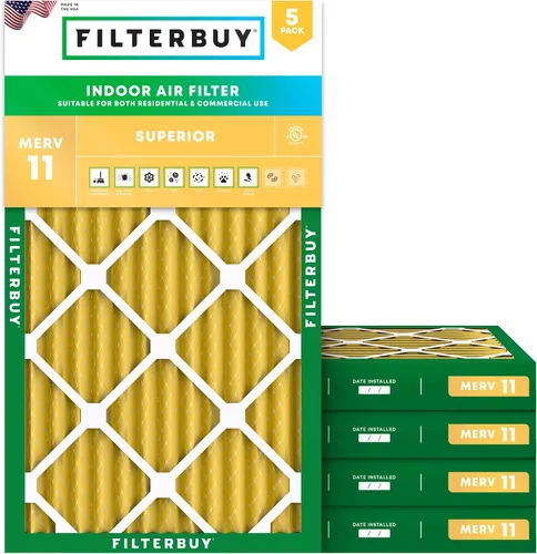 Vista 12 de Filterbuy Filtro de aire MERV 11 de 22 x 24 x 1 superior, defensa de mascotas y alergias (paquete de 5), filtros electrostáticos plisados para horno