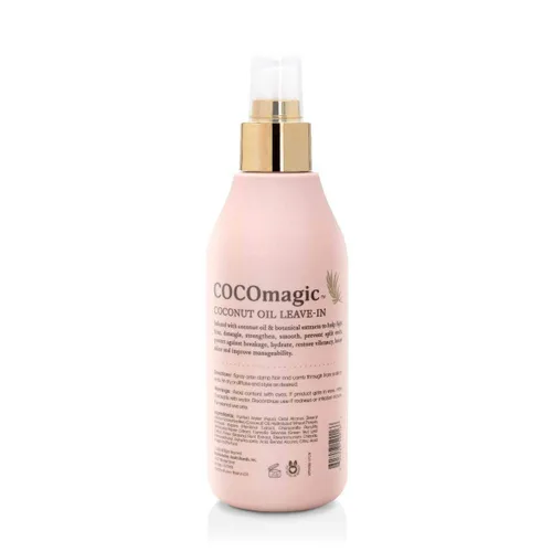 Vista 2 de Cocomagic Tratamiento capilar sin enjuague 10 en 1 con aceite de coco, hidrata, desenreda, previene el encrespamiento, suaviza y crea sedosidad
