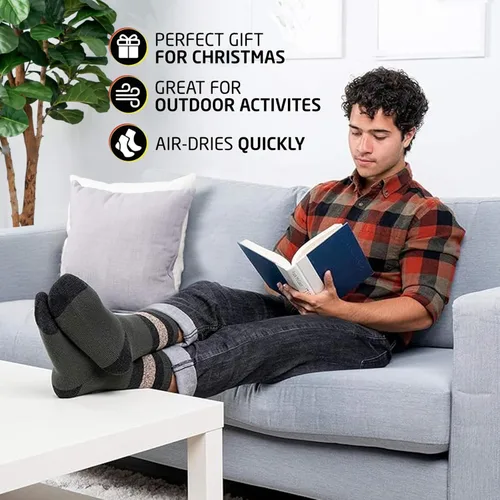 Vista 5 de HOT FEET - Calcetines térmicos para hombre, paquete de 24unidades, calcetines para frío extremo, para botas, calcetines de invierno con aislamiento