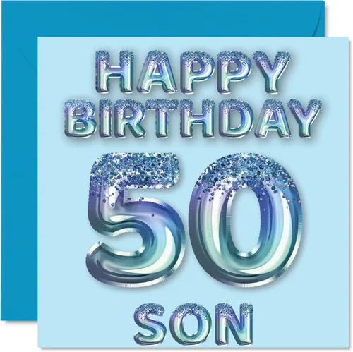Vista 318 de Stuff4 Tarjeta de primer cumpleaños para niños, globo de fiesta con purpurina azul, tarjetas de feliz cumpleaños para niño de 1 año, nieto, hijo, 57