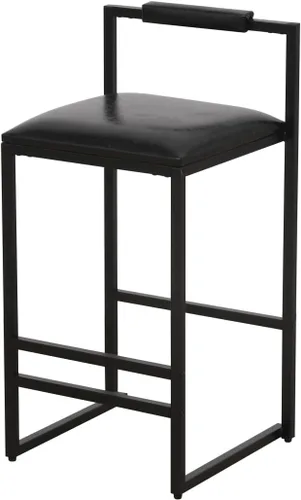 Vista 7 de Juego de 2 taburetes de bar modernos tapizados de piel sintética sin brazos con respaldo para bar en casa, comedor, isla de cocina, bistró, club