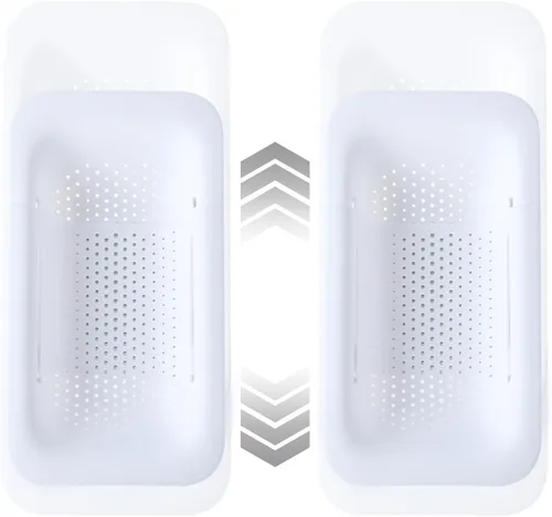 Vista 8 de Coladores y coladores plegables para fregadero y coladores de rejilla sobre el fregadero Colador plegable Colador extendible de plástico para frutas