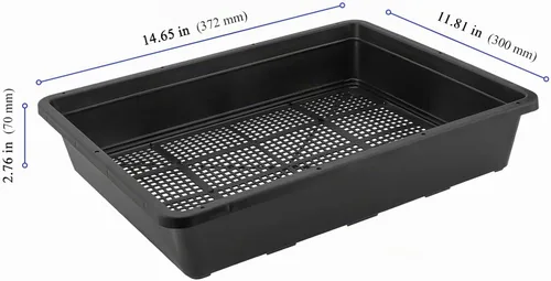 Vista 2 de KEILEOHO Paquete de 12 bandejas de malla de plástico, bandejas de germinación de semillas negras, bandeja de cultivo de microverdes con parte