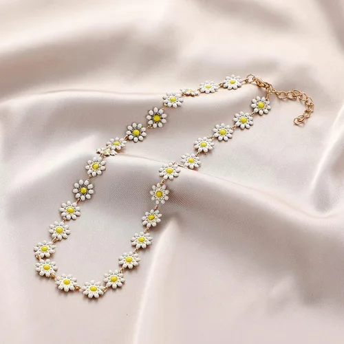 Vista 5 de Long tiantian Collar de margaritas para mujer, bonito collar de verano, gargantilla de flores, collar de margaritas de primavera para mujer, cosas