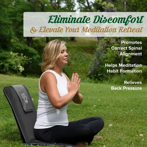Vista 3 de Silla de meditación japonesa con respaldo para adultos, silla de meditación premium con respaldo ajustable y plegable para sentarse, yoga