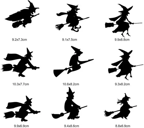 Vista 4 de Calcomanías de pared de bruja de Halloween, calcomanías de pared 3D, decoración para sala de estar, dormitorio, pared, ventana, decoración de espejo