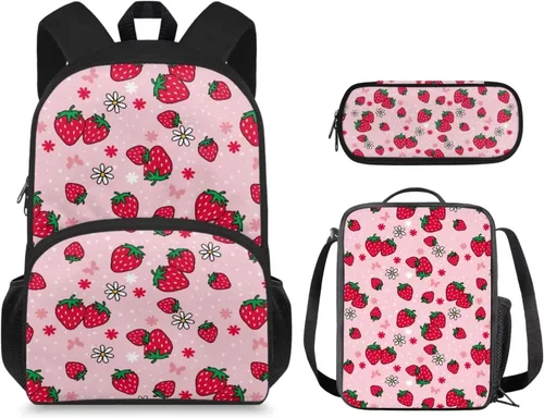 Vista 13 de Mochila 3D Otter para niños de 9 a 11 años, bonita mochila para niñas para la escuela, mochila elegante para niños con lonchera y bolsa