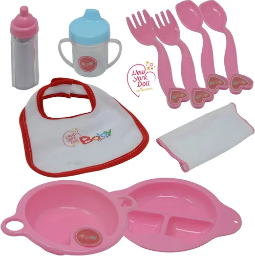 Vista 6 de The New York Doll Collection Juego de accesorios de alimentación y cuidado de muñecas en estuche de transporte con cremallera
