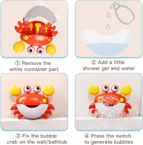 Vista 4 de Charmspal Juguete de baño para niños pequeños, juguetes de baño de cangrejo para niños, juguetes de bañera con burbujas musicales, juguetes de baño