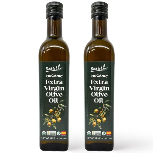 Vista 7 de Food To Live Aceite de Oliva Virgen Extra Orgánico, 16.9oz (16.9 fl oz) – Prensado en frío. Rico en polifenoles. Sin OMG. Botella de vidrio.