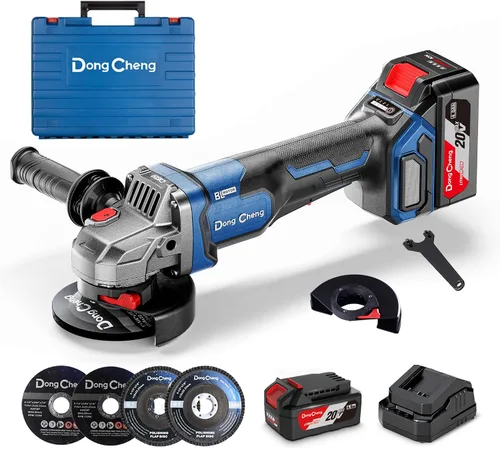 Vista 10 de Dong Cheng Amoladora angular inalámbrica de 20 V 4-1/2 pulgadas, 9000 RPM con interruptor de paleta, herramienta de corte, protección DSC