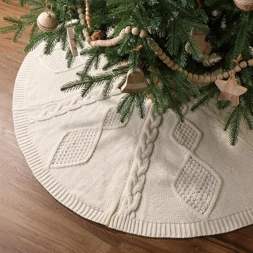 Vista 12 de Faldones de punto para árbol de Navidad, falda de árbol neutro