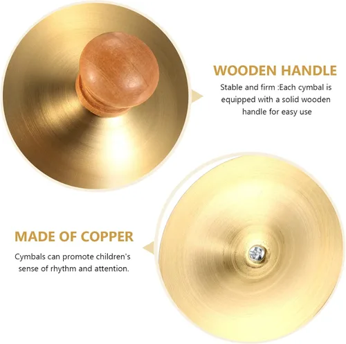 Vista 3 de 4 platillos de dedo con asas de madera, platillos de dedo, instrumento de percusión, mini platillo de mano de danza del vientre, zills de dedo