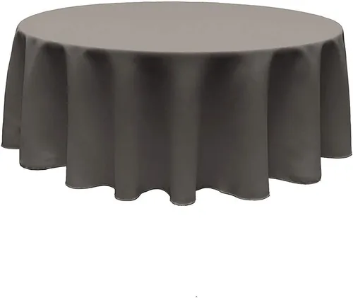 Vista 8 de New Creations Fabric & Foam Inc, Mantel redondo de popelina de poliéster sin costuras, fabricado en Estados Unidos, (negro, 81 pulgadas redondo)